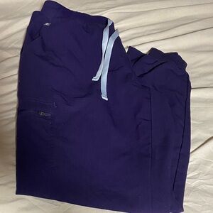 Figs Deep Purple Joggers with Light Blue Drawstring